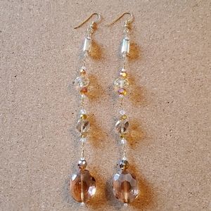 Hand Made Peach Crystal Earrings
